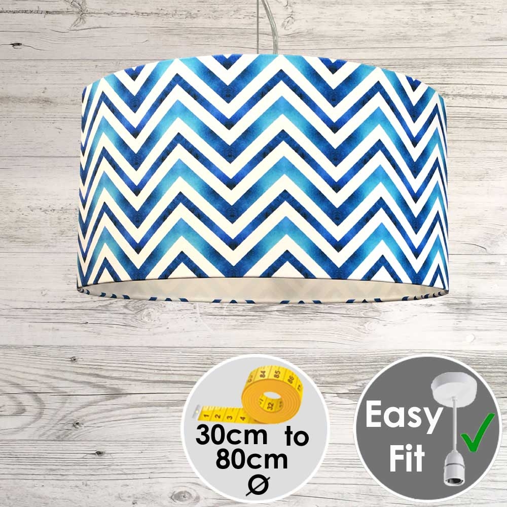 Blue Chevron Printed Lampshade